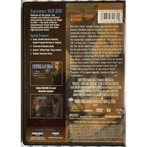 Leaving Las Vegas - DVD - Nicolas Cage, Elisabeth Shue - Picture 2 of 4